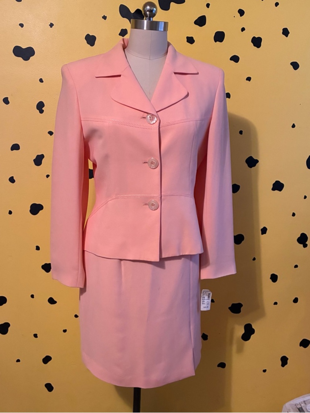 Vintage Peach Skirt Suit Set Gantos Size 12 2 Piece Blazer Pencil Skirt Church